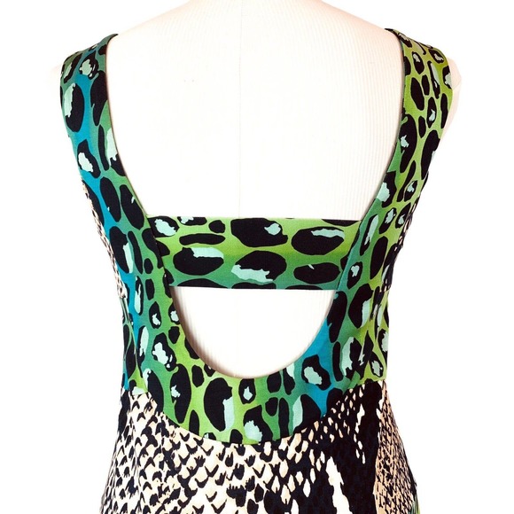 DIANE Von FURSTENBERG 100% Jersey Silk Animal Print Dress Stretch Open Back Sz 4 - Picture 7 of 12